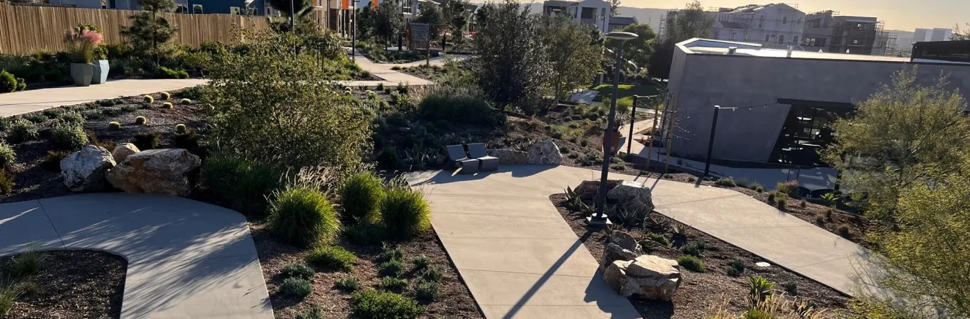 Solis Park walking path landscaping